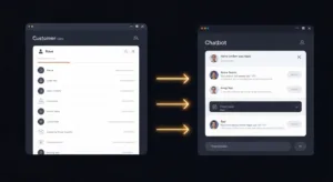 A visual representation of the Ultimate AI platform's deep integration with a CRM, showing real-time data exchange for customer support.